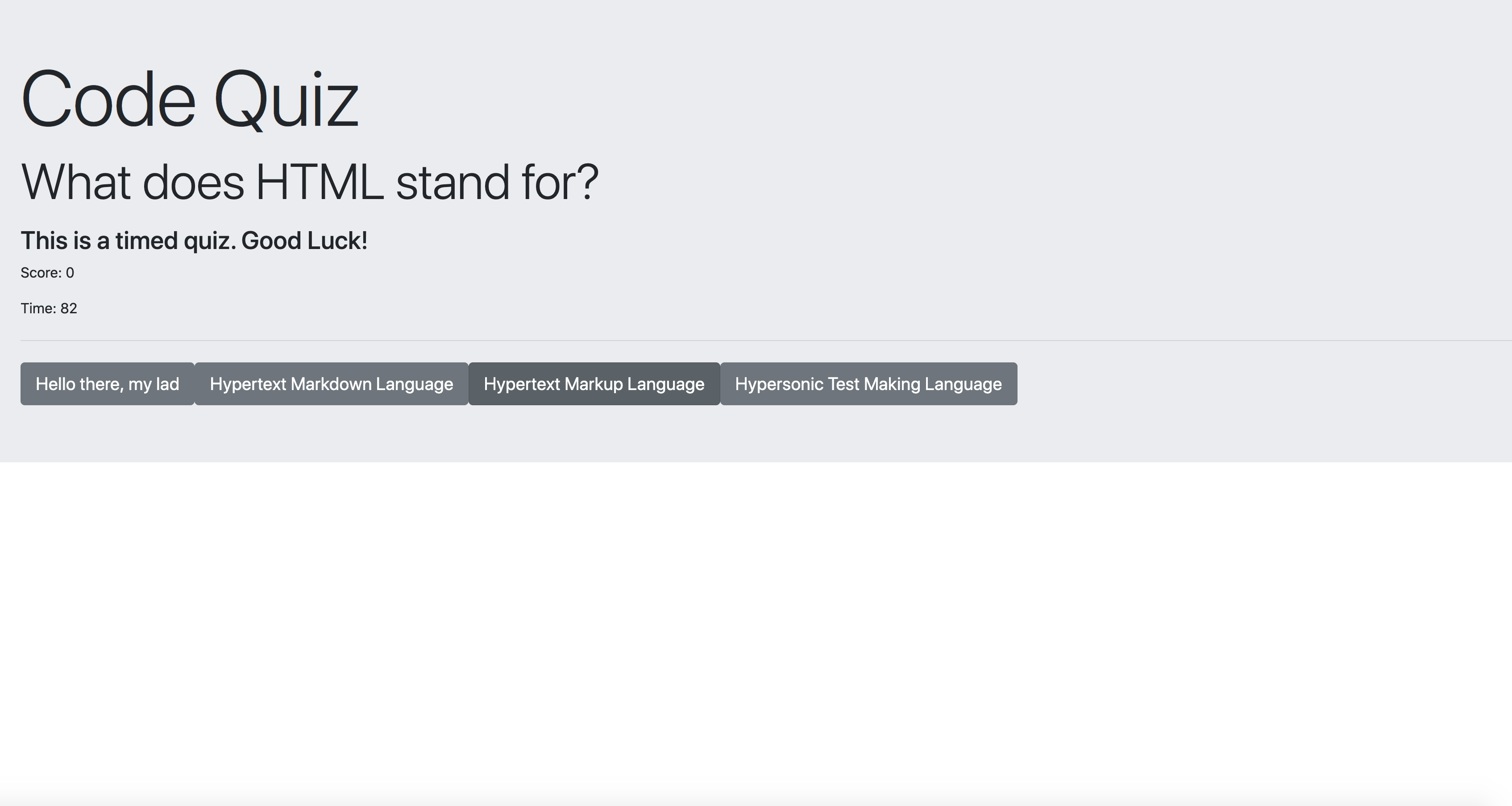 Code Quiz